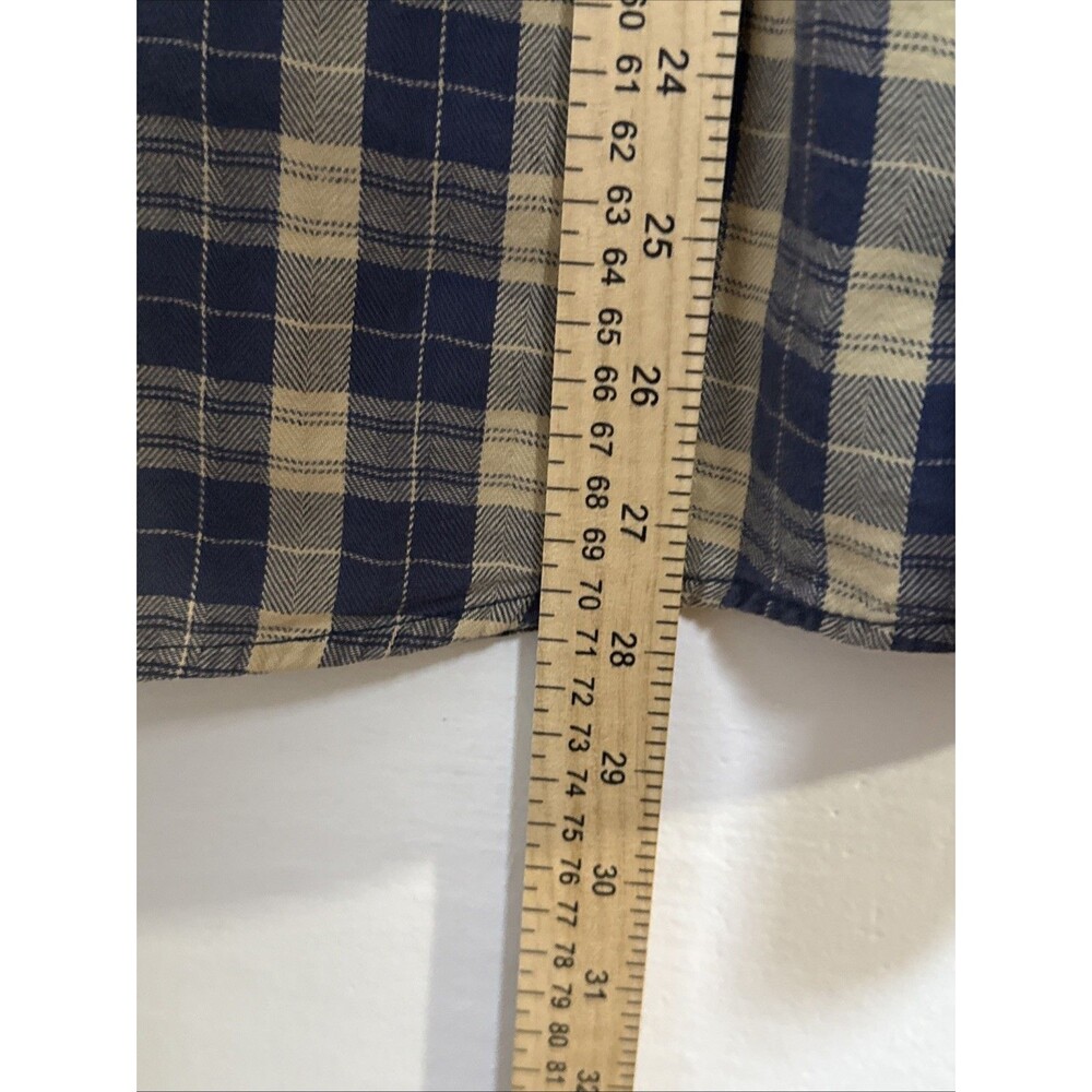 Volcom Cotton Shirt Mens Plaid Modern Fit Button Up Pocket Large Yellow & Blue - Picture 10 of 11